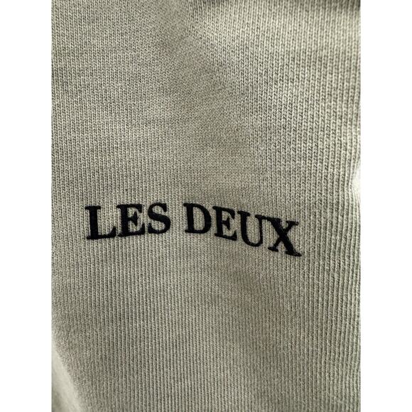 Les Deux Mens Shorts Lens Logo Branded Cotton Sweat Shorts in Olive Green Small - Picture 6 of 8